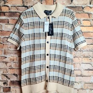 NWT Mens For The Republic Sand Button Down Knit Casual Dress Shirt Sz. Rtl. $78